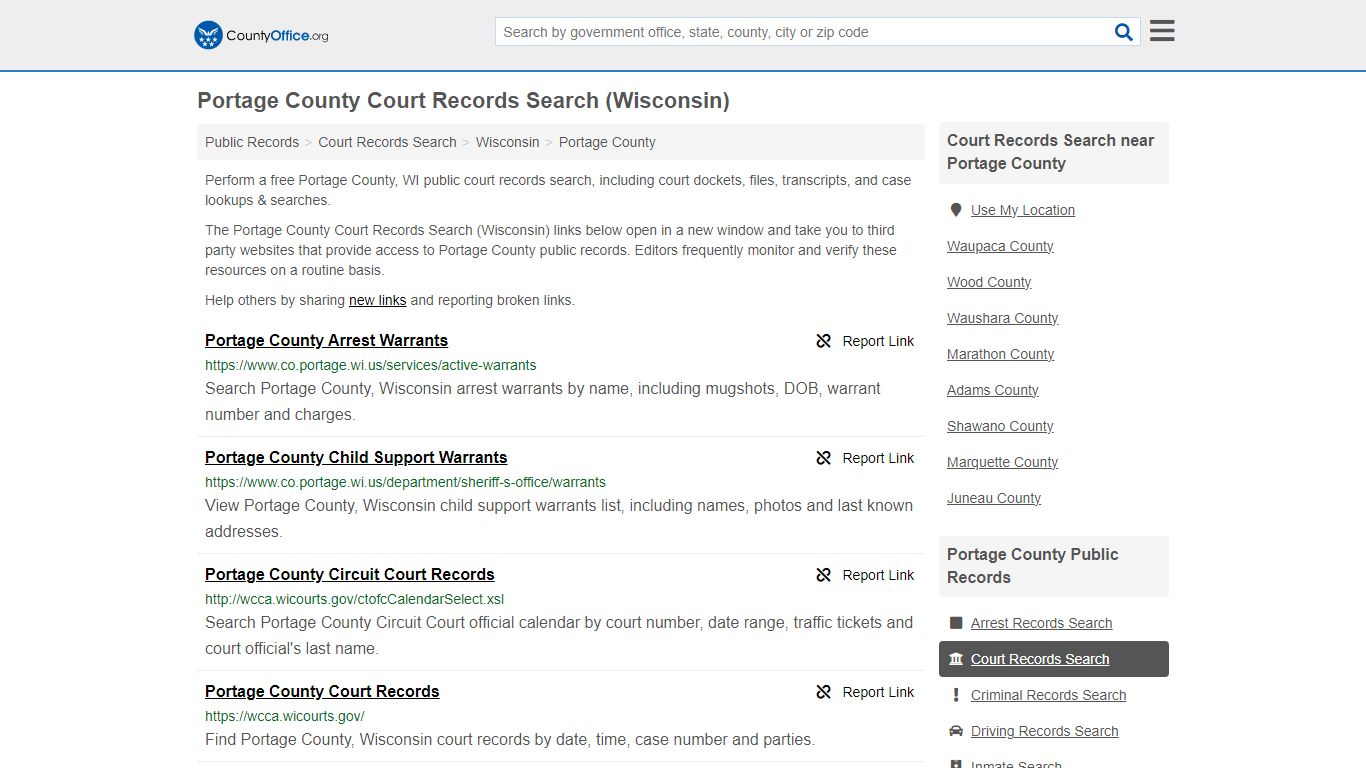 Portage County Court Records Search (Wisconsin) - County Office