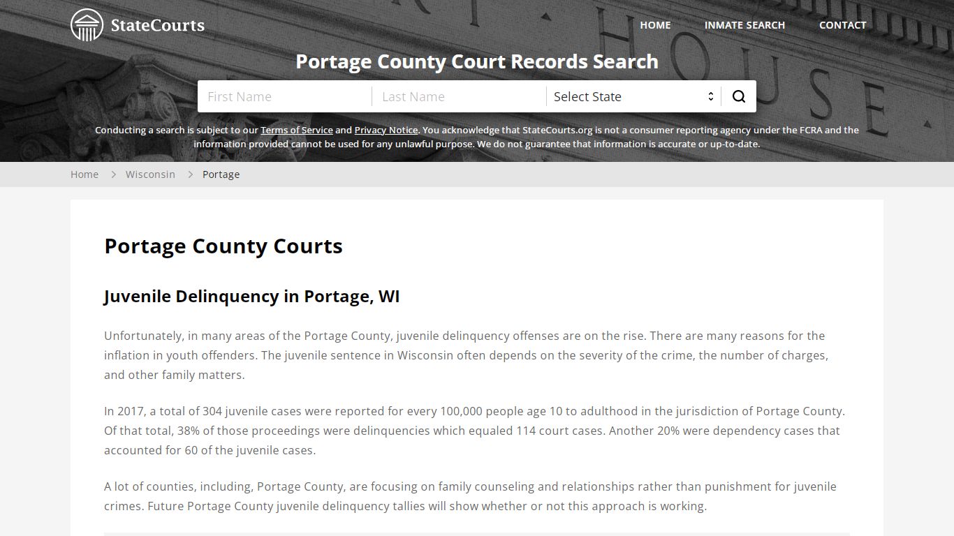 Portage County, WI Courts - Records & Cases - StateCourts